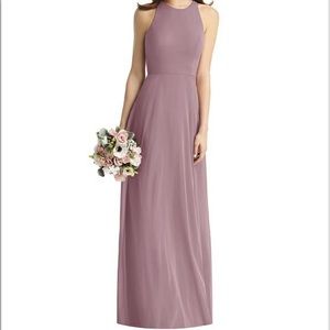 Dusty Rose Dessy Sleeveless Halter Chiffon Maxi Dress